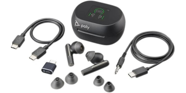 Poly Voyager Free 60 Bluetooth Earbuds Teams USB-C with Touchscreen Case- Graphite Black