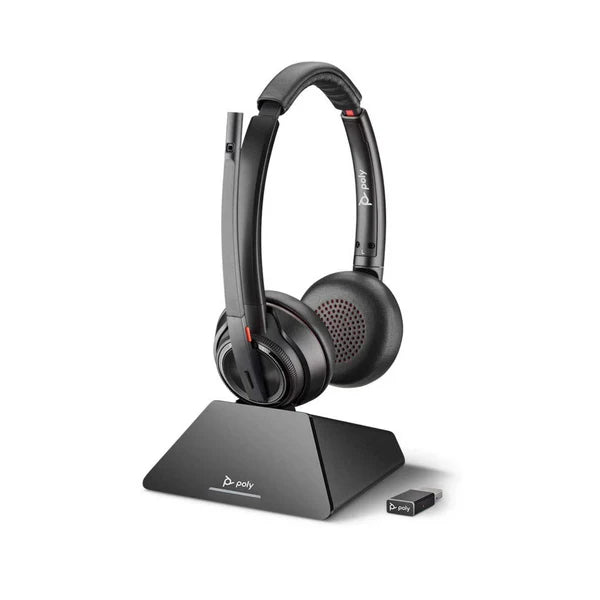 Poly Savi 8220 Teams Dual Speaker Wireless Headset System For Computer